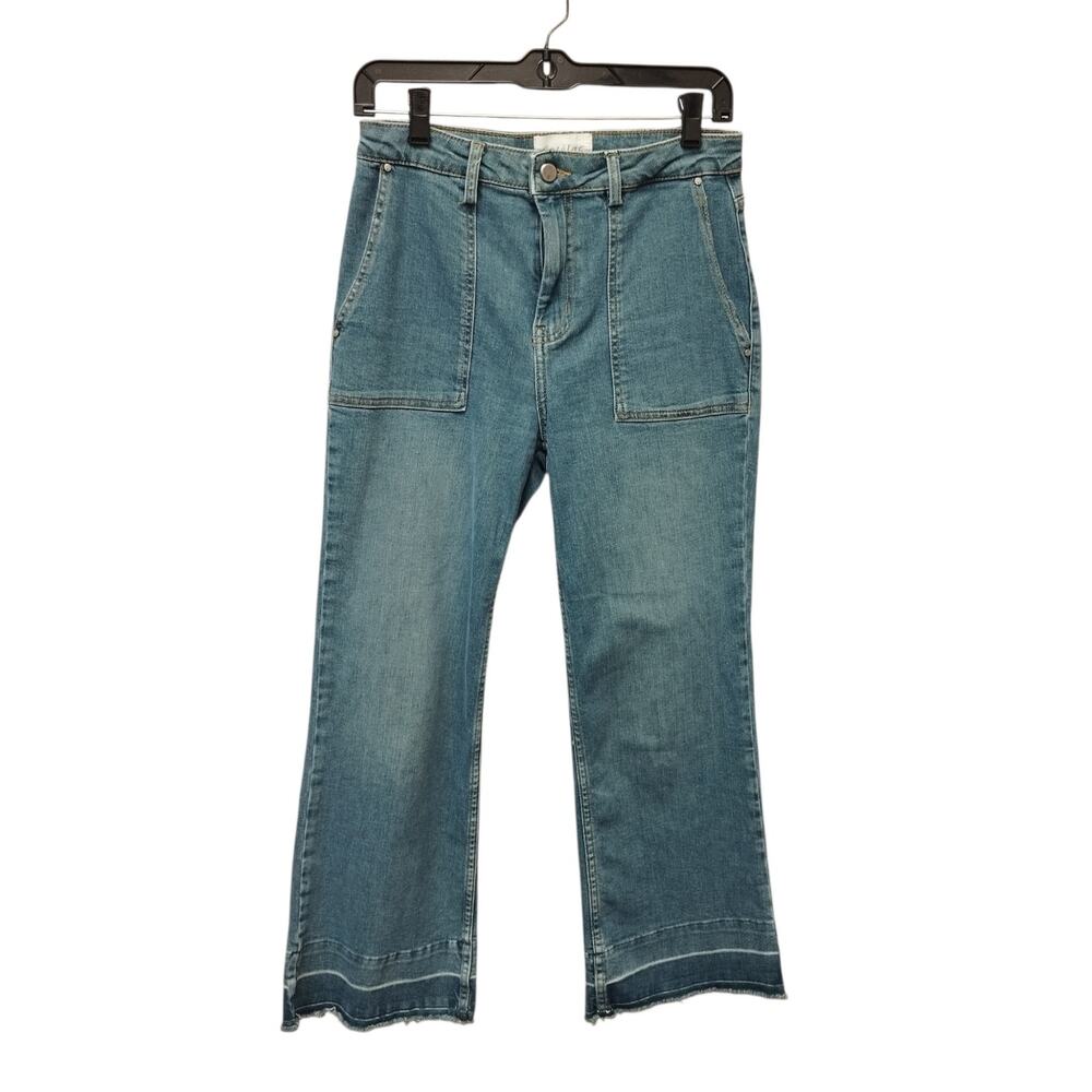 Cotelac Acote Womens Medium Wash Crop Flare Jeans 1 Distressed Capsule Everyday